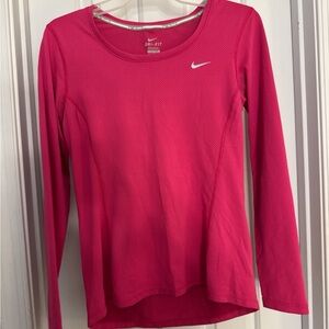 Nike Women's Bright Pink Dri-FIT Long Sleeve Tee